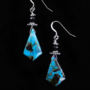 Blue Copper Obsidian Earrings