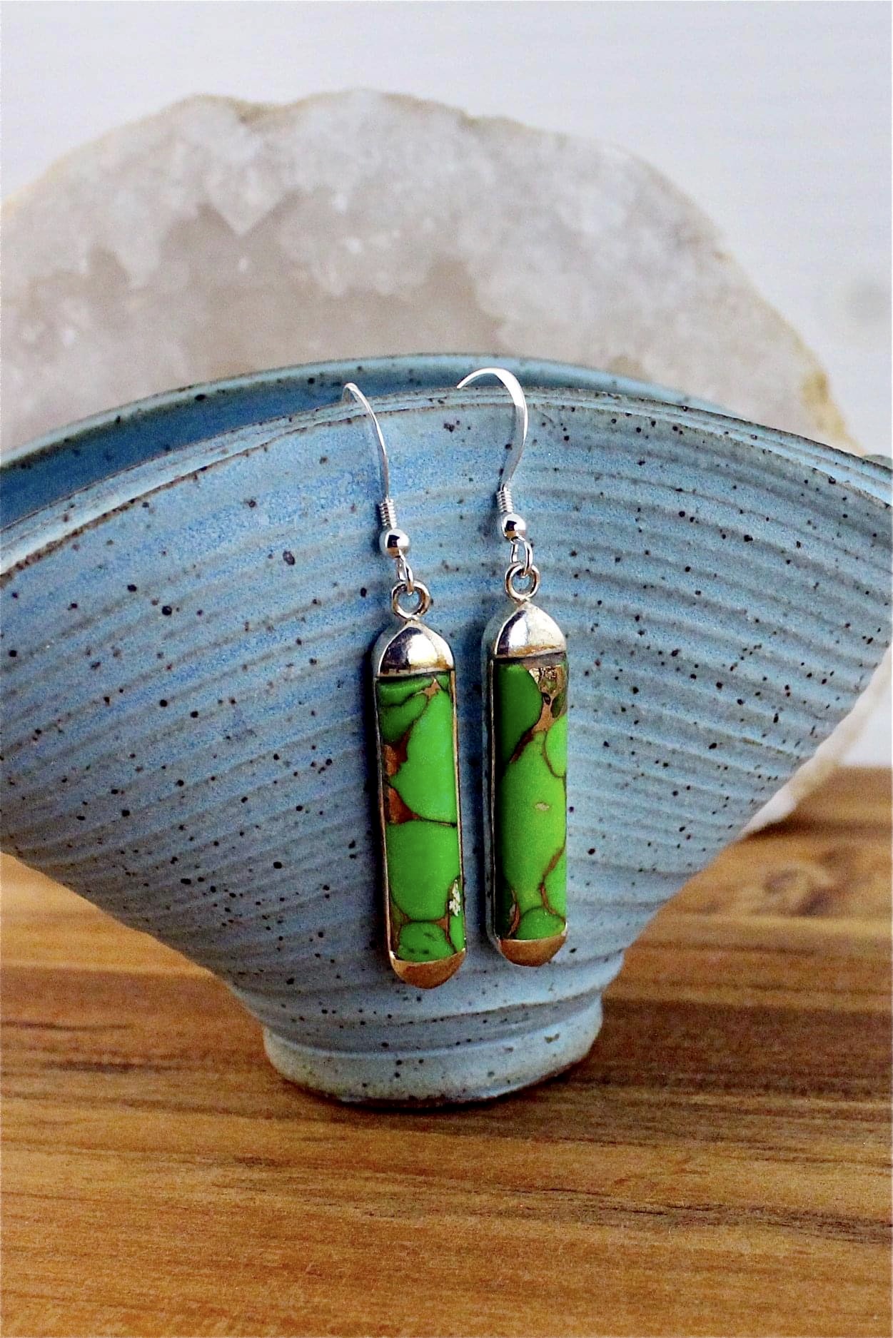 Green Copper Turquoise Earrings Spitfire Designs