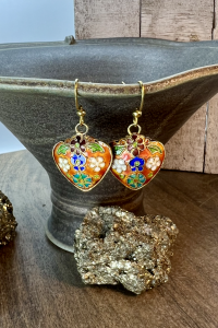 Cloisonné Heart Earrings
