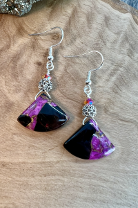 Purple Copper Obsidian Earring