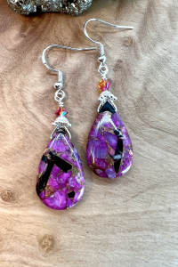 Pink Copper Obsidian Earrings