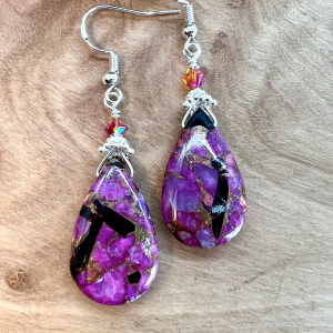 Pink Copper Obsidian Earrings